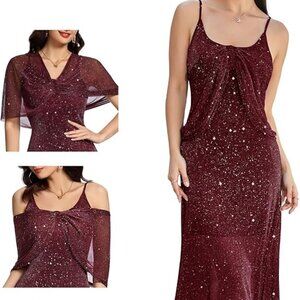 Cocktail Evening Gown Wedding Dresses with Shawl Red